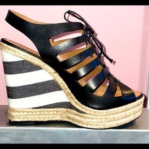 NWT Joseph Griffin striped wedge espadrille